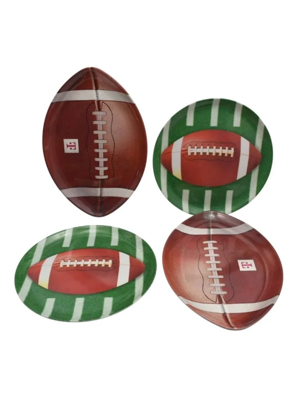 Football Platter Set Melamine Game Day Tailgate Serving Plates Football Shaped
